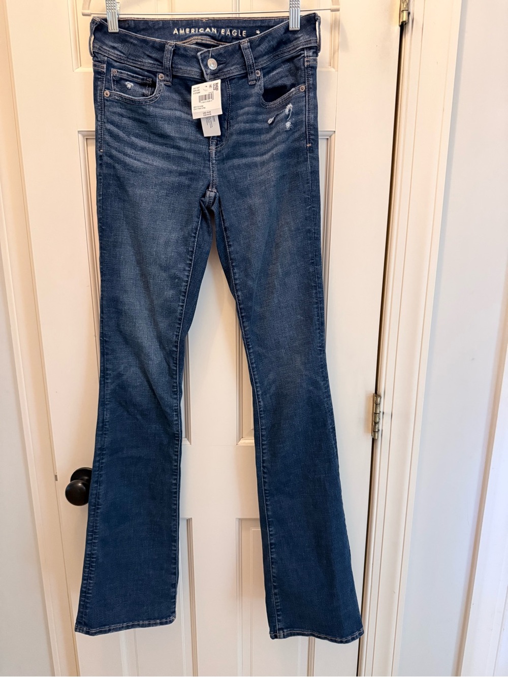 American Eagle Outfitters Women's Dark Blue Kick Boot Jeans size 4 X-long